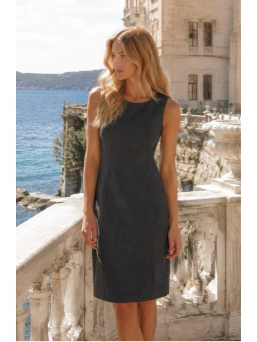 Gap Quiet Tailored Shift Dress Wool Luxury Charcoal 6 Chic Office Old Money City